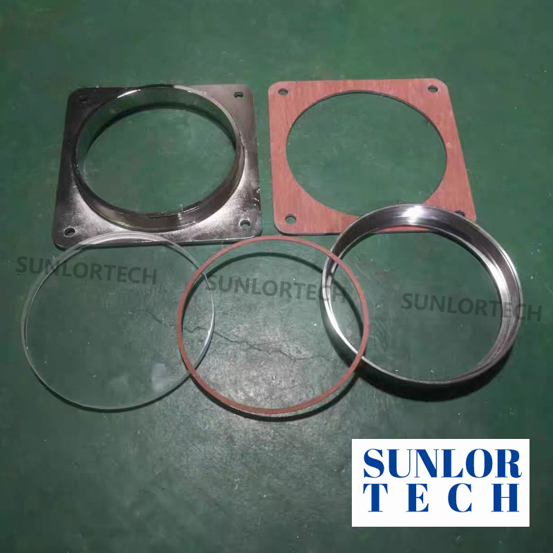 High Temperature Sight Glass for Fire Observation Ports / Peepholes - Borosilicate Viewing Window Thermal Shock Resistant